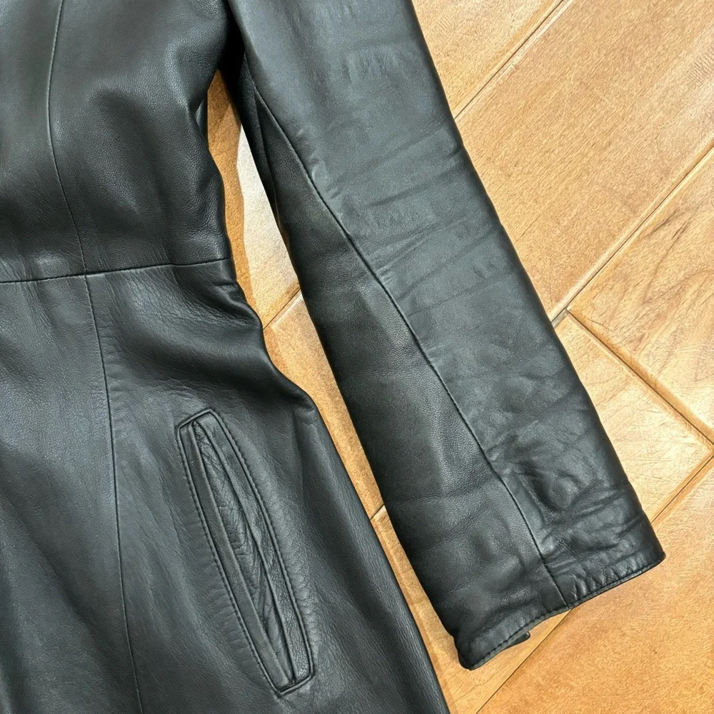 Linea Pelle Oryan Long Leather Coat * Vintage * Size Small - Picture 9 of 16